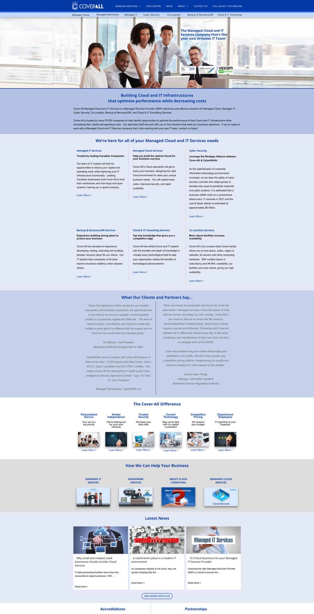 Website design showcasing a professional team collaborating in a modern office setting, emphasizing digital marketing and development services offered by Outsourced Marketing Inc.