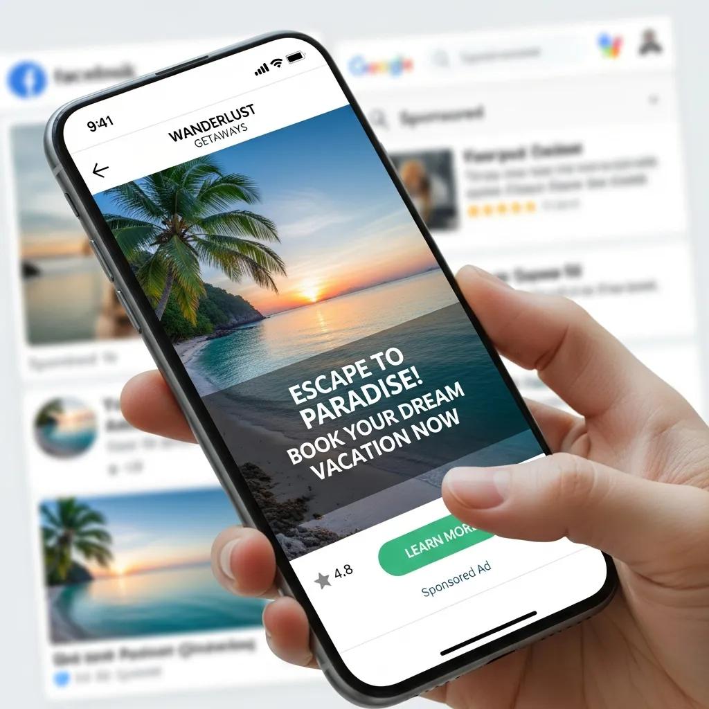 Smartphone displaying a digital advertisement for PPC marketing
